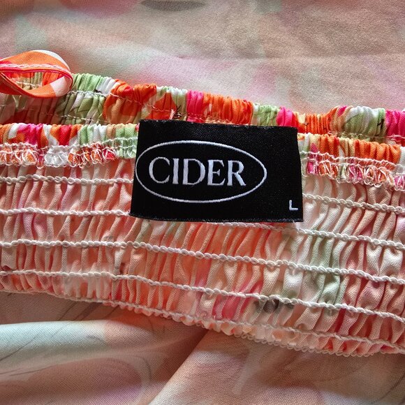 Cider Women’s Floral Tank Sz Large L Crop Top Spaghetti Straps Orange Pink - Picture 4 of 7
